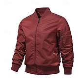 preiswerte Herrenjacken &amp; Herrenmäntel-Herren Bomberjacke übergangsjacke Ausgehen Tasche Frühling &amp; Herbst Einfach Klassisch Stehkragen Regulär Schwarz Gelb Rot Königliches Blau Hellgrau Jacken