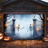 halpa Halloween koristelu-halloween oven koristeet ulkona halloween autotallin oven kansi kurpitsa noita banneri pelottava linna suuri taustakoristeet lomalle ulkoautotallin ovi kodin seinäkoristeet