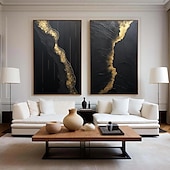 preiswerte Abstrakte Gemälde-Wabi Sai Art, handgefertigtes schwarzes Wandkunstgemälde, handgemaltes schwarz-goldenes Strukturgemälde, Ölgemälde mit goldener Struktur, Wandkunst, schwarzes abstraktes Gemälde, Kunstgemälde im