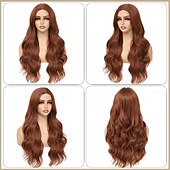 cheap Party Wigs-Wig for Women, 24 Inch Middle Part Curly Wigs Natural Looking Heat Resistant Synthetic Fiber Elastic Band Cap Wig Halloween Wigs