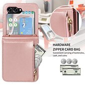 Недорогие Чехлы для Samsung-телефон Кейс для Назначение SSamsung Galaxy Z-флип 6 Z Flip 5 Кошелек для карт со стендом Молния с ремешком Ретро ТПУ Кожа PU