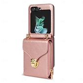 ieftine Carcasă Samsung-telefon Maska Pentru Samsung Galaxy Z Flip 7 Z Flip 6 Z Flip 5 Z Flip 4 Z Flip 3 Capac Spate Fermoar cu Lanyard Loc pentru card Retro TPU PU piele
