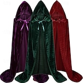 abordables Capas &amp; Capa-Retro Antiguo Punk y gótico Medieval capa con capucha Chales Feria del Renacimiento Bruja Ranger élfico Color sólido Hombre Mujer Vikingo Noche de Walpurgis Víspera de Todos los Santos Carnaval