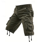 baratos Clássico-Homens Shorts táticos Capri Cargo Shorts Bermuda Cargo Calção Shorts de Trilha Botões Bolso multi Tecido Vestível Comprimento da panturrilha Ao ar livre Diário Acampar e Caminhar Moda Clássico Preto