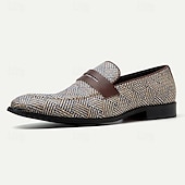 abordables Mocasines de cuero de primera calidad-Hombre Zapatos de taco bajo y Slip-On Mocasines Mocasines clásicos Cuero Piel de vaca italiana de plena flor Tejido de nailon Cómodo Antideslizante Mocasín Café