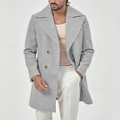 levne Pánský trenčkot-Pánské Kabát Trenčkot Denní Dovolená Podzim zima Polyester Yumuşak Svrchní oděvy Oblečení Módní Klasické Bez vzoru Kapsy Přehnutý Dvouřadé