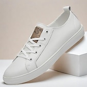 cheap Men&#039;s Sneakers-Men&#039;s White Casual Low-Top Sneakers - Comfortable and Trendy Lace-Up Shoes for Everyday Wear