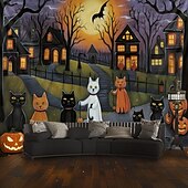 olcso halloween faliszőnyegek-macskák függő gobelin parasztház sütőtök fal művészet nagy kárpit falfestmény dekoráció fénykép háttér takaró függöny otthon hálószoba nappali