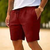 baratos Feriado-Homens Calção Shorts de verão Shorts de praia Com Cordão Cintura elástica Perna reta Tecido Conforto Respirável Curto Casual Diário Feriado Moda Estilo Clássico Branco Azul Marinha