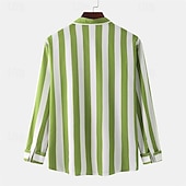 voordelige heren overhemd met knopen-Voor heren Overhemd Zomer overhemd Normaal shirt Strand hemd Overhemd met knopen Gestreepte shirts Zwart Geel Lichtgroen Blozend Roze Koningsblauw Lange mouw Gestreept Revers Vakantie Hawaii