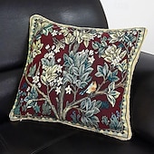 baratos Textured lance travesseiros-Almofada jacquard de estilo europeu, almofada jacquard gobelin aubusson tecido tingido com fio