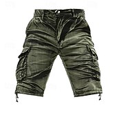 abordables Clásico-Hombre Pantalones cortos tácticos Pantalón Corto Cargo Pantalón corto Botones Multi bolsillo Plano Listo para vestir Longitud de la rodilla Exterior Diario Acampada y Senderismo Moda Clásico Negro