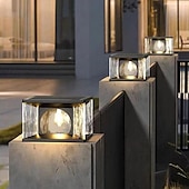 olcso Post Light-modern kültéri oszloplámpák házhoz kültéri kerítés oszloplámpák akril árnyalatú fekete kivitelben, ip65 vízálló négyzetoszlopos lámpák kültéri tornácra, ajtóra, előkertre