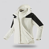 baratos Fleece &amp; Casacos 3 em 1-Homens Jaqueta de Trilha Jaqueta de Chuva Jaqueta Hardshell Inverno Ao ar livre Bloco de cor Térmico / Quente A Prova de Vento Impermeável Jaquetas 3-em-1 Jaqueta corta-vento Viajar Preto Branco
