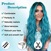 baratos Perucas de festa-Peruca Longa e Ondulada para Mulheres com Parte Central Curly Wavy Peruca Sintética de Fibra Resistente ao Calor Fantasia de Halloween