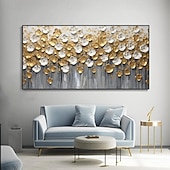 cheap Floral/Botanical Paintings-3D Gold Floral Abstract Oil Painting Designer Limited Gold Leaf Painting Modern Light Luxury Canvas Wall Art Room Wall Decor Gift