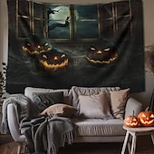 olcso halloween faliszőnyegek-halloween dekorációk gobelin jack o lámpás tök dekor fal művészet nagy függő gobelin falfestmény dekoráció fénykép háttér takaró függöny otthon hálószoba nappali koponya csontváz denevér temető