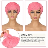 baratos Perucas de festa-pixie corte perucas para mulheres negras e brancas perucas curtas em camadas resistentes ao calor sintético colorido cosplay carnaval festa perucas