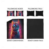 cheap Duvet Cover Sets-Cyberpunk Style Sci-Fi Animal Duvet Cover Set Includes Duvet Cover and Pillowcases Futuristic and Vibrant Design Soft and Durable Fabric Perfect for Adding an Edgy Touch to Your Bedroom Decor