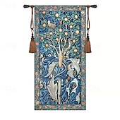 olcso Jacquard szőtt kárpitok-jacquard szőtt gobelin gobelin aubusson fali művészet függő nagy kárpit reprodukció szövőszék pamut szövés William Morris fa belga gobelin (bojt és rúd nélkül)