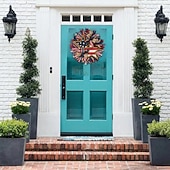 Недорогие Оформление Дня Независимости-патриотический венок ко Дню независимости, праздничный венок с принтом флага США, красные, белые, синие гирлянды, венки, 4 июля, настенный декор, венки для входной двери, уличный приветственный знак, дверные вешалки