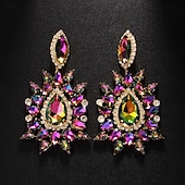 abordables Pendientes-Mujer Pendientes cortos Geométrico Sol resplandeciente Precioso Importante Personalizado Diamante Sintético Aretes Joyas Plata / Rojo claro / Arco Iris Para Boda Fiesta Diario 1 Par