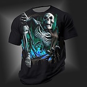 cheap Skull &amp; Bone-Men&#039;s Skull T shirt Short Sleeve T shirt 3D Print Crew Neck Shirt Punk Cool Designer Street Daily Sports Red Blue Orange Summer Spring Clothing Apparel S M L XL 2XL 3XL