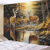 baratos tapeçaria de paisagem-Outono veados floresta pendurado tapeçaria arte da parede grande tapeçaria mural decoração fotografia pano de fundo cobertor cortina casa quarto sala de estar decoração