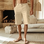 halpa Miesten Elite Shorts-Miesten Shortsit Liinavaatteet Kesähousut Edessä tasku Suora jalka Tavallinen Mukavuus Hengittävä Polven pituus ulko- Loma Juhla Muoti Perus Valkoinen Khaki