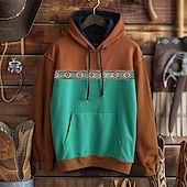 baratos moletons 3d masculinos-Homens Tribal Moletom Moletons Moletom Manga Longa Moletom com capuz Gola Redonda Moda Impressão 3D Marron Verde Outono Inverno Designer