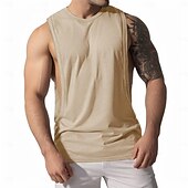 preiswerte Fitness Tank-Tops-Herren Tank Top Shirt Unterhemden Ärmellos Rundhalsausschnitt Frühling Sommer Glatt Modisch Designer Basic Sexy Urlaub Strasse Ausgehen Hellblau Weiß Rosa Top T-Shirt für Herren