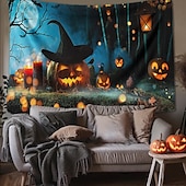 olcso halloween faliszőnyegek-halloween dekorációk gobelin jack o lámpás tök dekor fal művészet nagy függő gobelin falfestmény dekoráció fénykép háttér takaró függöny otthon hálószoba nappali koponya csontváz denevér temető