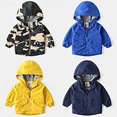 abordables Manteaux et vestes-Garçons 3D Couleur Unie Camouflage Manteau Vêtements d&#039;extérieur manche longue Automne Hiver Mode Basique Petits enfants (4-7 ans) 4-7 ans À capuche Extérieur Occasionnel Quotidien Coupe régulière