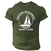 billige Morsomme T-skjorter for menn-Herre Skip Morsom T skjorte Kortermet T skjorte 3D-utskrift Crew-hals Skjorte Årgang Kul Fest Ferie Svart Hvit Rød Sommer Vår Klær S M L XL XXL XXXL