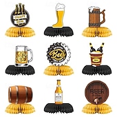 ieftine Rechizite pentru petreceri-9 bucăți piese centrale pentru oktoberfest în fagure de miere, decorațiuni pentru oktoberfest, rechizite pentru petrecere, festivalul berii germane bavareze, decorațiuni pentru petrecere, oktoberfest,