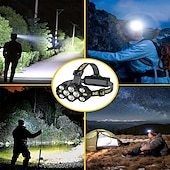 abordables Phares avant-Lampe frontale rechargeable 10 LED torches frontales super lumineuses 22 000 lumens 10 modes lampe frontale ipx4 mains libres capacité mains libres idéale pour le camping et le cyclisme
