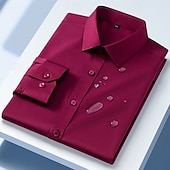voordelige strijkvrije overhemden voor heren-Voor heren Overhemd Overhemd met knopen Effen Bruiloft Dagelijks Zwart Wit Roze Rood Lange mouw Strijkijzer Lente &amp; Herfst Kleding