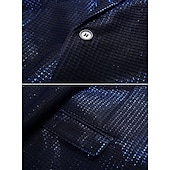 billige Blazere for menn-Herre Blazer Formell kveld Fritid / hverdag Søt Alle årstider 65%Cotton 35%Polyester Ensfarget / vanlig farge Paljetter Fritid Bryllup Enkeltkneppet Blazer Sølv Svart Rød Blå