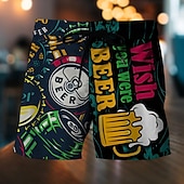 levne Jídlo a nápoje-Pánské Písmeno Pivo Plavecké trenýrky Plavky pánské Surfovací šortky Středně vysoký pas Módní Havajské Designové Ležérní Denní Dovolená Kapsy Šňůrky Elastický pas Návrhář Oblečení