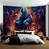 billige Halloween dekorasjon-halloween dekorasjoner grønne hodeskaller hengende billedvev veggkunst stor billedvev veggmaleri dekor fotografi bakteppe teppe gardin hjem soverom stue