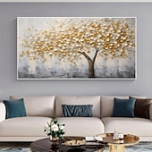 preiswerte Blumen-/Botanische Gemälde-großes 3D goldenes Baum Leinwand Ölgemälde handgemachte Herbst Natur Landschaft Malerei handgemachte Wand Kunst botanische Messer Malerei leichter Luxus für Wohnzimmer Dekor