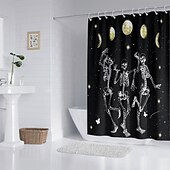 levne Halloween koupel-halloween skull sprchový závěs, moderní voděodolná polyesterová tkanina, kterou lze prát v pračce do koupelnové vany s 12 háčky