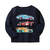 ieftine Hanorace și bluze de trening-Băieți 3D Grafic Mașină Tricou Manșon Lung Primăvară Toamnă Modă De Bază Copii mici (4-7 ani) 4-7 ani Stil Nautic În aer liber Casual Zilnic Fit regulat