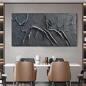 cheap Abstract Paintings-Handmade Oil Painting Canvas Wall Art Decoration Modern Abstract Texture Black for Living Room Home Decor Rolled Frameless Unstretched Painting