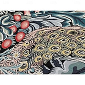 お買い得  ジャカード織りタペストリー-ジャカード織りのタペストリー ゴブラン織り オービュッソン 壁掛けアート 大きなタペストリー 複製織機 綿織り 森の孔雀 ベルギーのタペストリー (タッセルとロッドなし)
