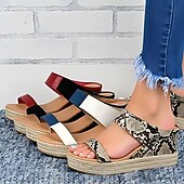 levne Pohodlné sandály-dámské bílé espadrilkové sandály na klínku s otevřenou špičkou a dvojitým páskem pro běžné, plážové a letní outfity