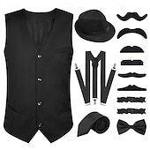 cheap Great Gatsby-Retro Vintage Roaring 20s 1920s Outfits Vest Waistcoat The Great Gatsby Gentleman Fashion Fancy Dress Men&#039;s Christmas Halloween Carnival Prom Festival Adults&#039; Cravat Vest More Accessories All Seasons