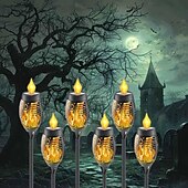 billige Halloween utendørs-solenergi utendørs flimrende flamme lys, halloween jul solar fakkel sti lys vanntett lampe landskap dekorasjon belysning dekorere for utendørs hage sti camping griller