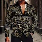 abordables Camisa de Satén para Hombre-Hombre Camisa Camisa de raso Camisa para Vestido Abotonar la camisa A Rayas Negro Amarillo Rojo Azul Piscina Manga Larga Cuello Vuelto Verano Primavera Ropa Abotonar