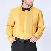 voordelige strijkvrije overhemden voor heren-Voor heren Overhemd Overhemd met knopen Effen Bruiloft Feest Zwart Geel Rood Blauw Lange mouw Revers Lente &amp; Herfst Kleding